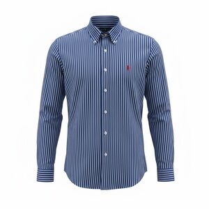 Polo Ralph Lauren Blue White Stripe Button Down Shirt XL Classic Fit Red Pony